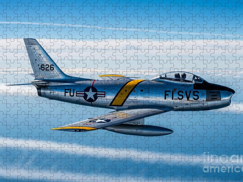 F-86 Sabre in Flight Jigsaw Puzzle: Vintage Aviation Thrills