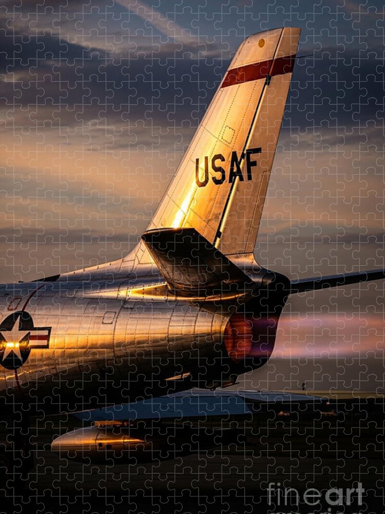 F-86 Sabre Tail Fin at Dusk Jigsaw Puzzle: Aviation History