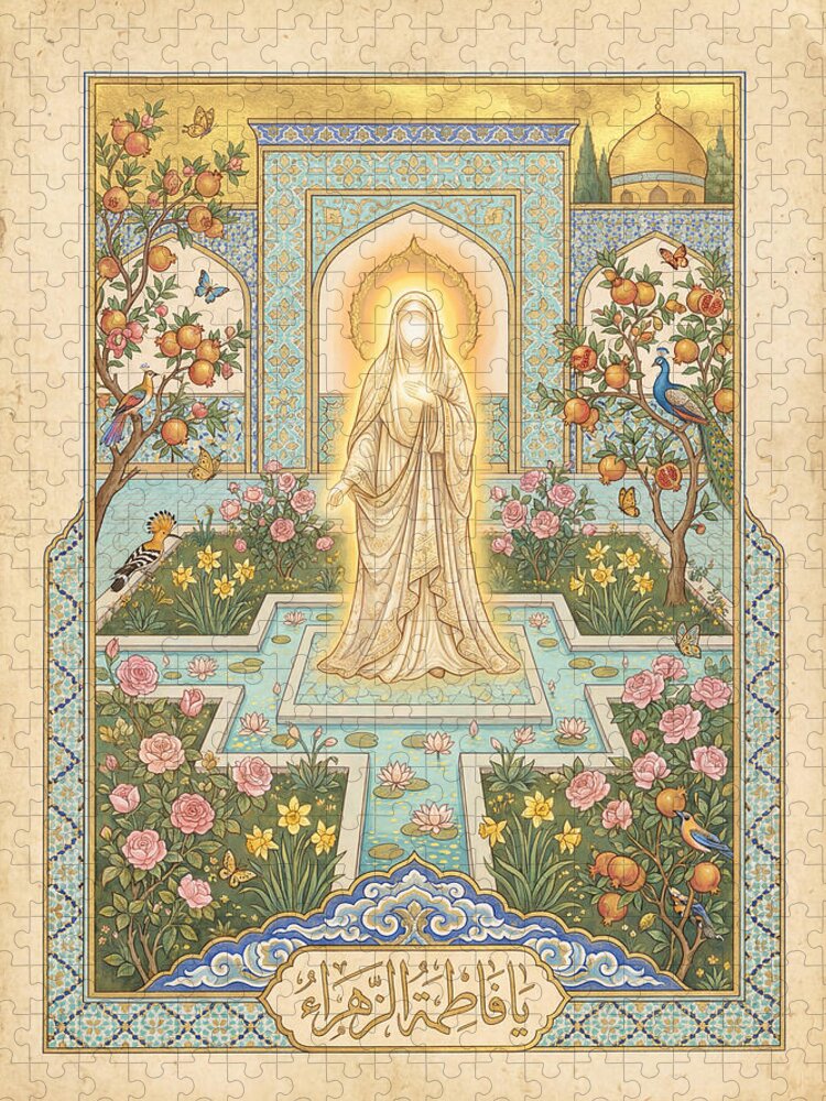 Fatima Al-Zahra Paradise Garden Persian Miniature Jigsaw Puzzle