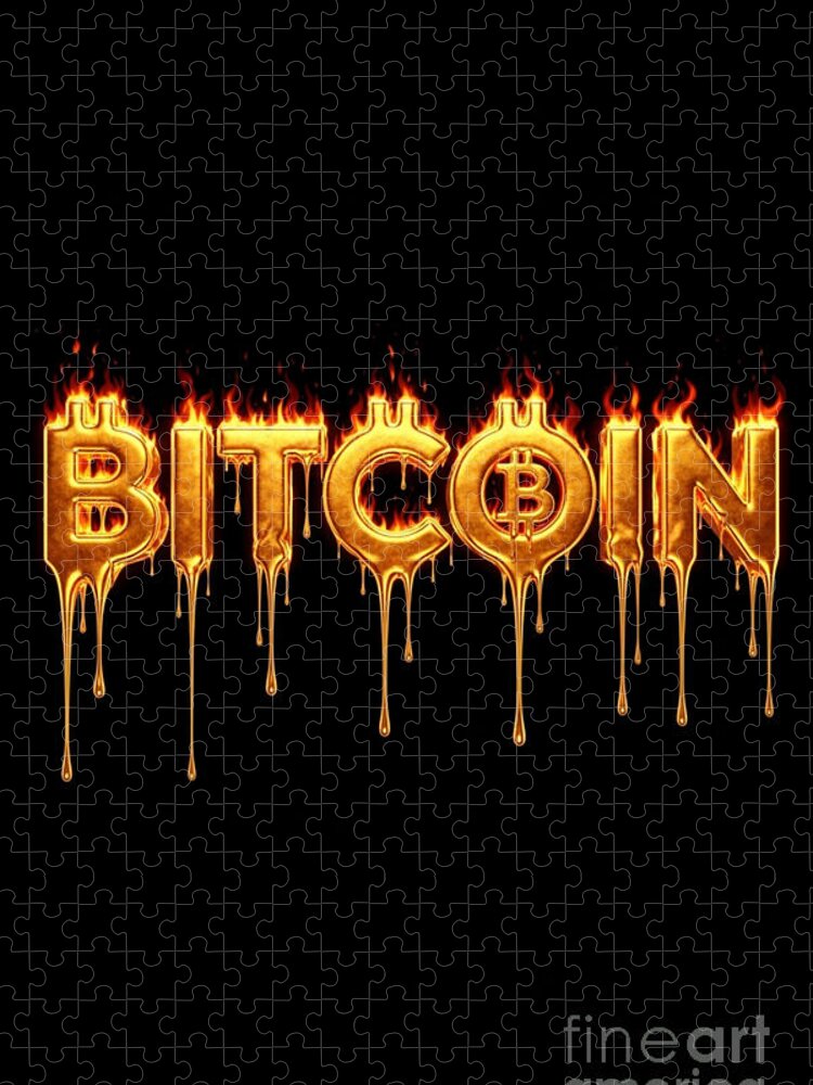 Fiery Bitcoin Typography Jigsaw Puzzle: A Bold and Captivating Challenge