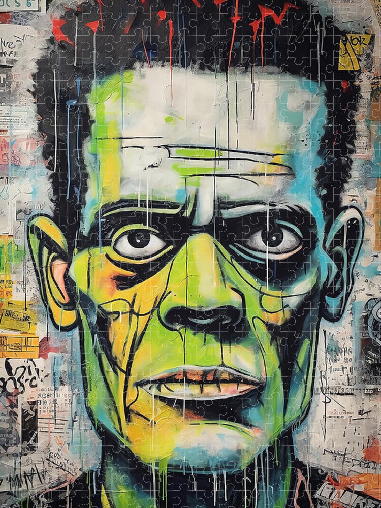 Frankenstein Graffiti Portrait Jigsaw Puzzle: Urban Street Art