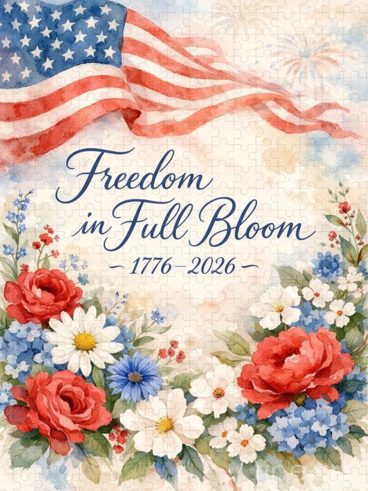 Freedom in Full Bloom Patriotic Jigsaw Puzzle Celebrating America
