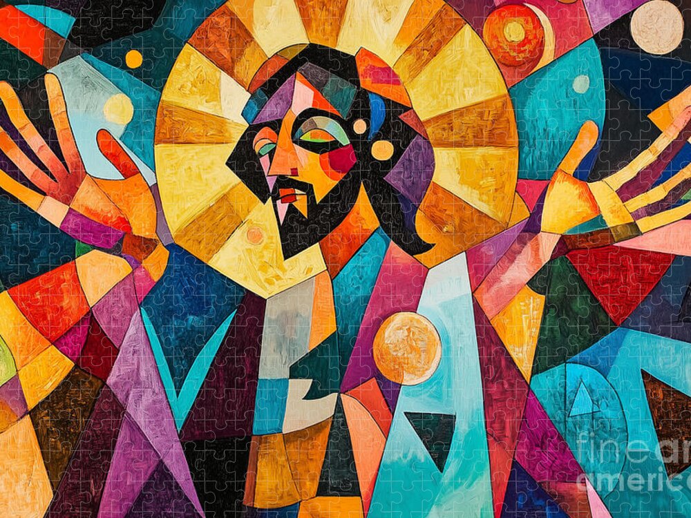Geometric Jesus Christ Jigsaw Puzzle: A Sacred Art Experience