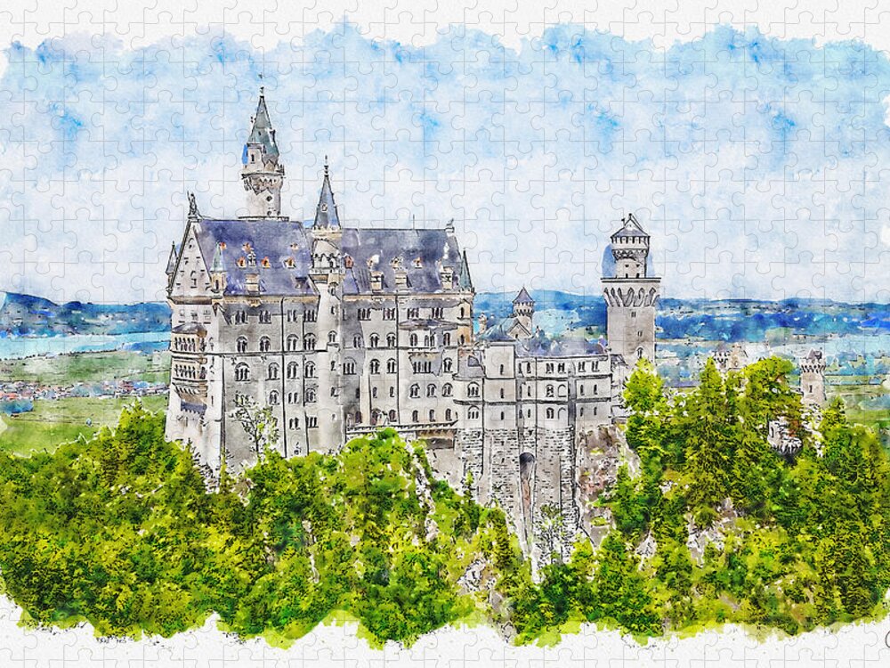 Neuschwanstein Castle Jigsaw Puzzle: A Majestic Urban Sketch