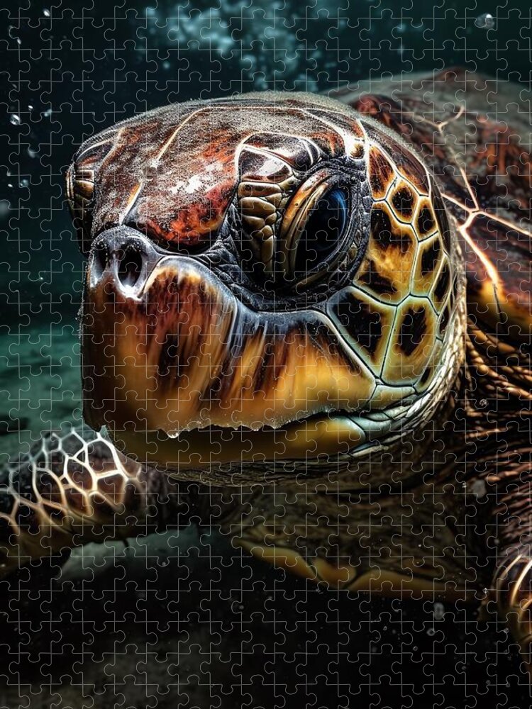 Green Turtle Underwater Jigsaw Puzzle by Carlos V