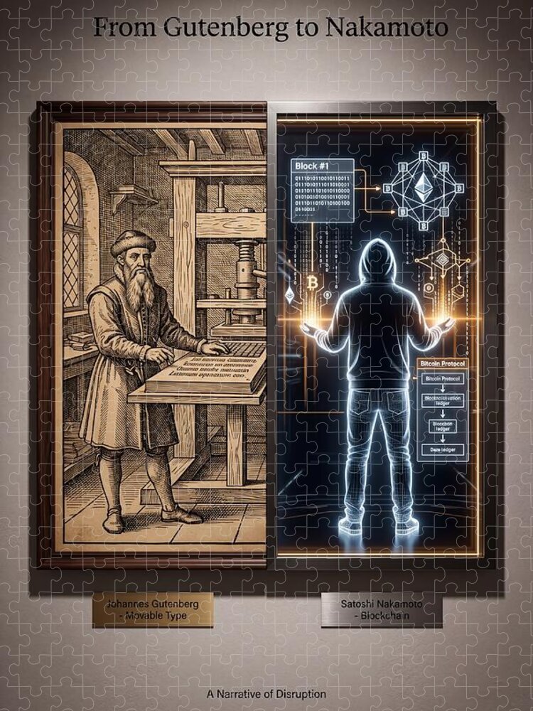 Gutenberg and Nakamoto Jigsaw Puzzle: A Tale of Innovation