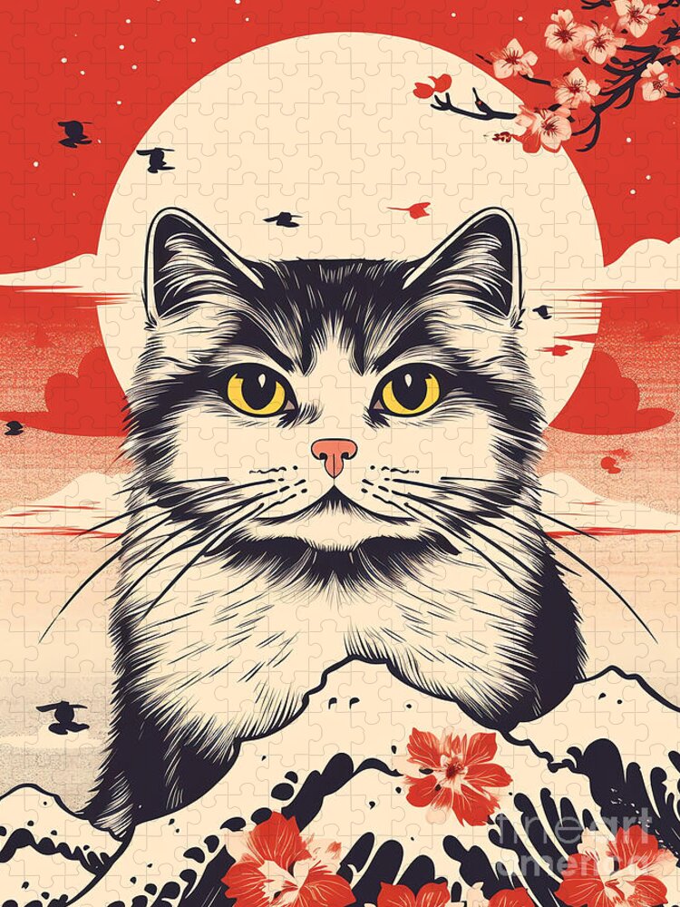 Hilltop Feline Jigsaw Puzzle: A Mystical Cat Adventure