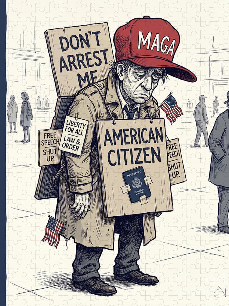 Human Sandwich American Citizenship Satire Jigsaw Puzzle