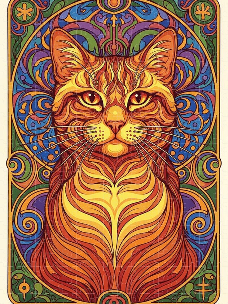 Mystical Intricate Feline Jigsaw Puzzle by Carlos V