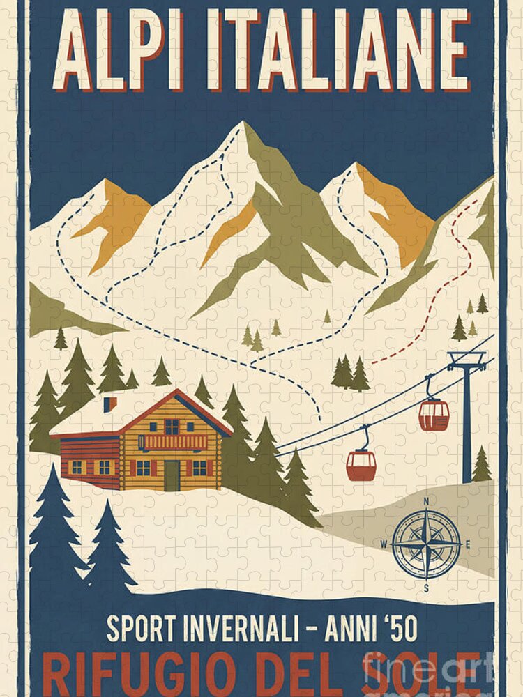 Carlos V Puzzles   Vintage Italian Alps Ski Posters Retro 1950S Winter Lodge Wall Art   Fine Art America