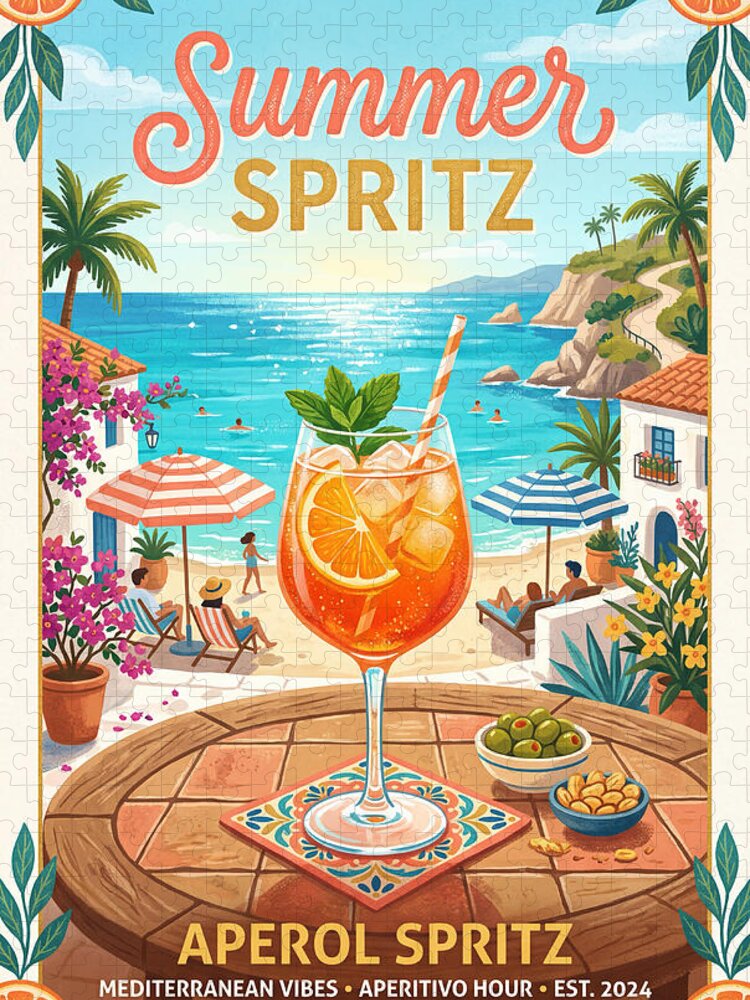 Italian Summer Aperol Spritz Jigsaw Puzzle: Mediterranean Vibes