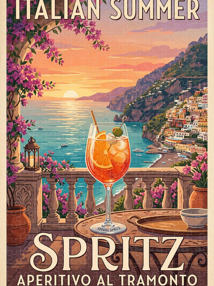 Italian Sunset Spritz Cocktail Jigsaw Puzzle: A Tranquil Escape