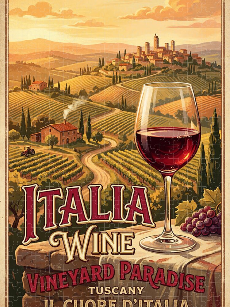 Italian Vineyard Wine Jigsaw Puzzle: Tuscan Landscape Paradise