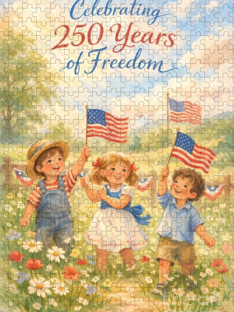 Joyful Children Celebrate Freedom Jigsaw Puzzle