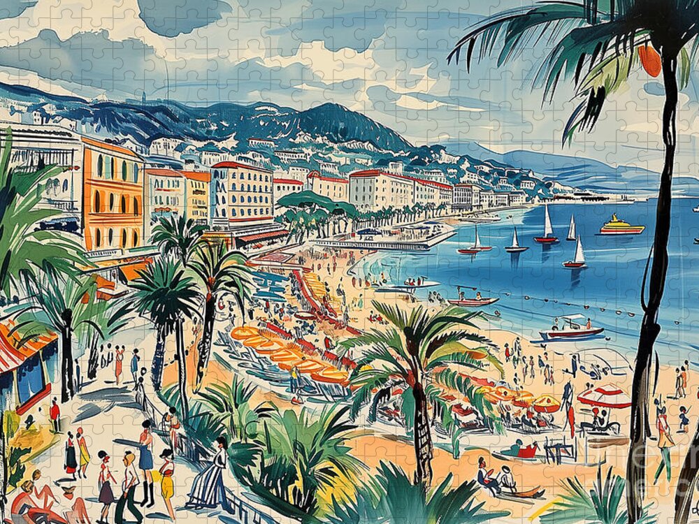 La Croisette Dreams Jigsaw Puzzle: Vintage Beachfront Charm