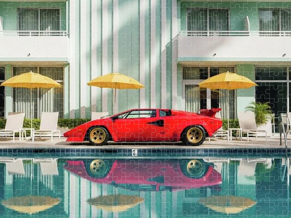 Lamborghini Countach Poolside Reflection Jigsaw Puzzle
