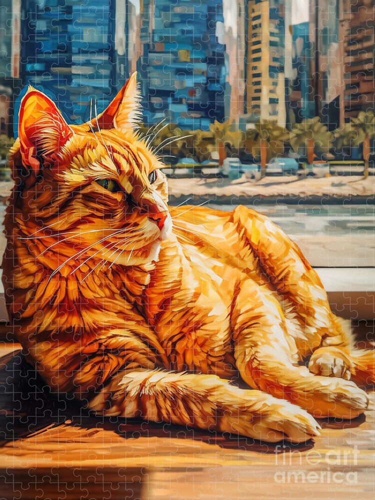 Lazy Window Cat Jigsaw Puzzle: Urban Relaxation for Puzzle Lovers
