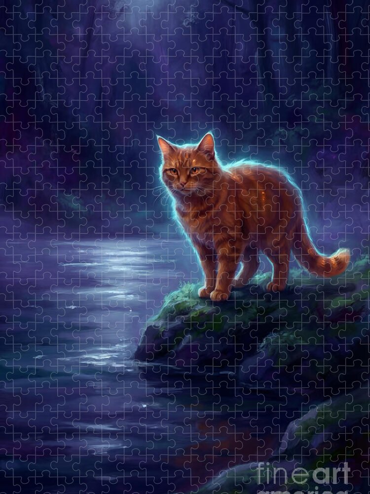 Luminous Ginger Sentinel by the Stream Jigsaw Puzzle
