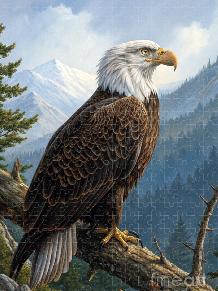 Majestic Bald Eagle Mountain Landscape Jigsaw Puzzle