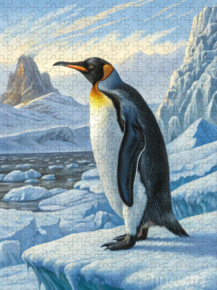 Majestic Penguin on Icy Floe Jigsaw Puzzle: Tranquil Antarctic Scene