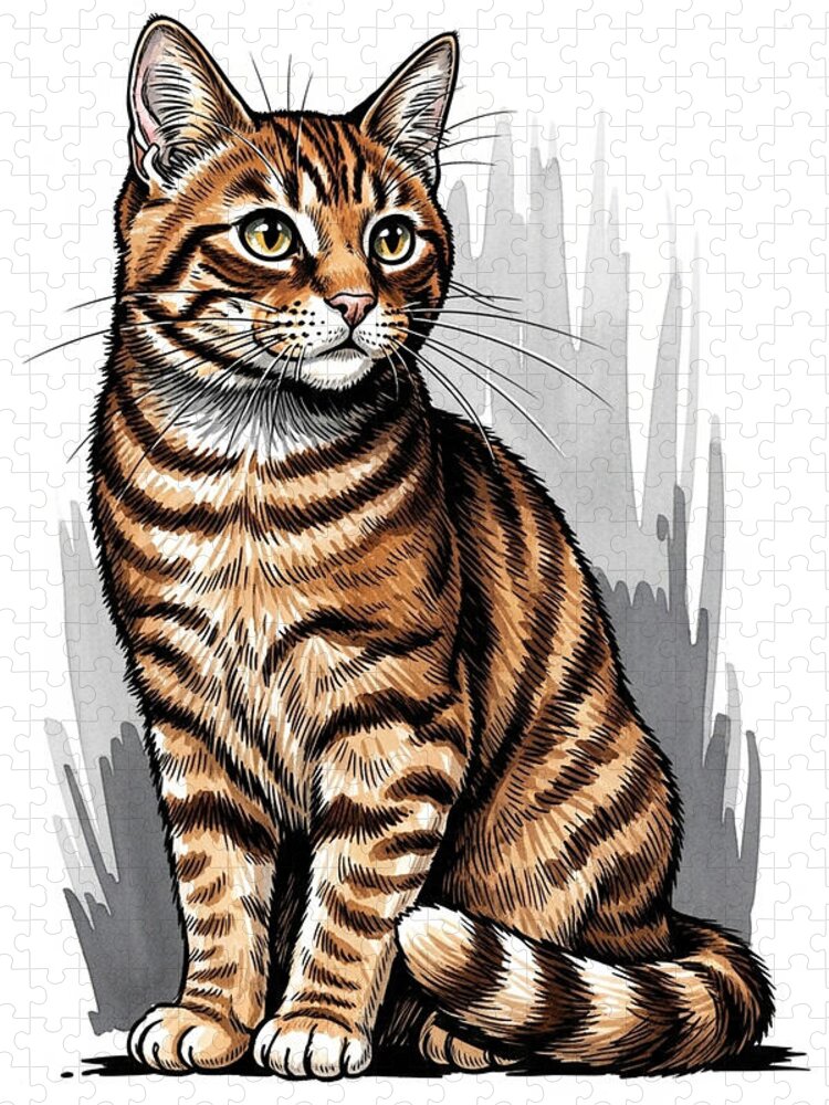 Majestic Tabby Cat Portrait Jigsaw Puzzle: Whisker Wonderland