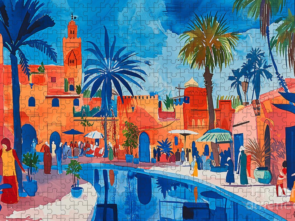 Marrakech Jigsaw Puzzle: A Vintage Celebration of Moroccan Life