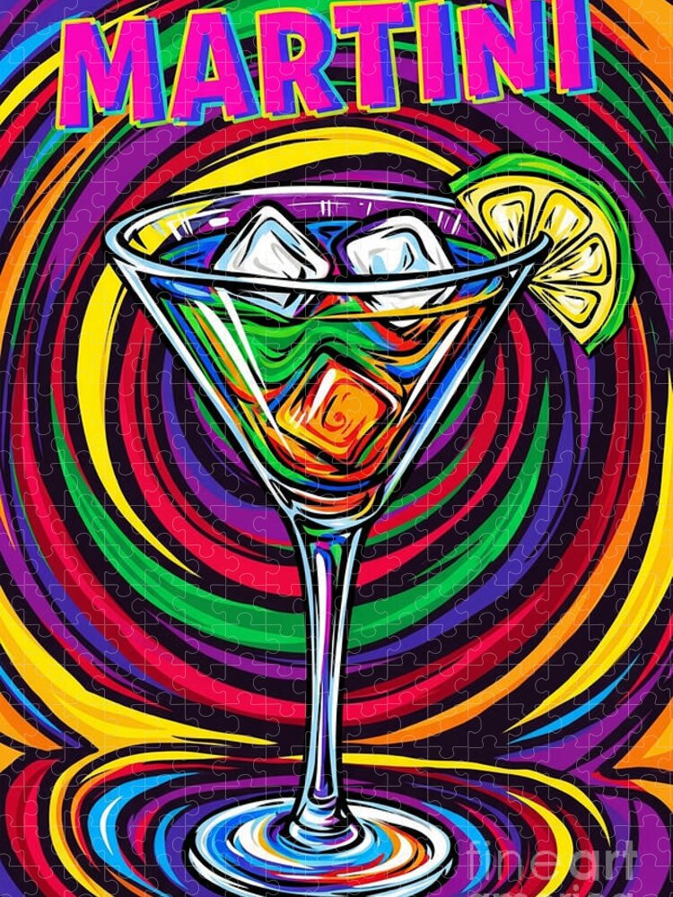 Martini Psychedelic Poster Jigsaw Puzzle: A Vibrant Cocktail Experience