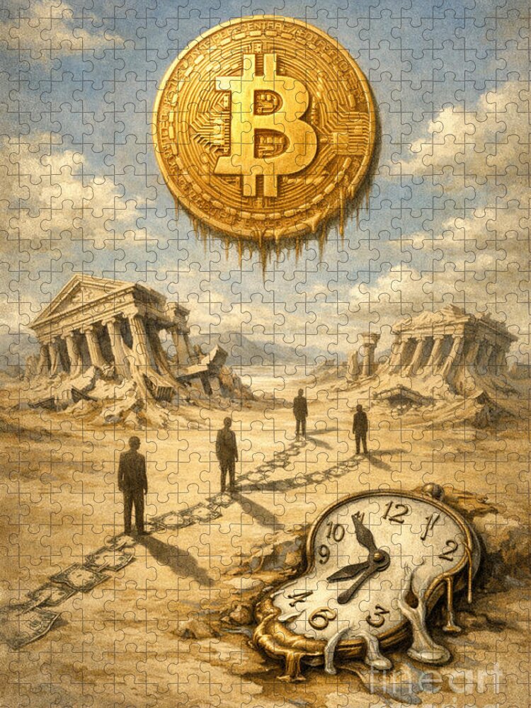 Melting Time and Bitcoin Jigsaw Puzzle: A Surreal Financial Landscape