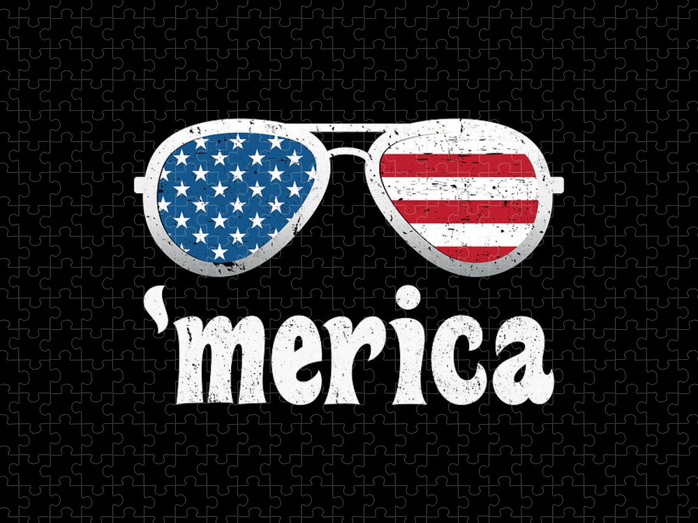 'Merica Aviator Sunglasses Jigsaw Puzzle: Patriotic Fun