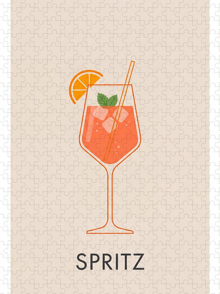 Minimalist Spritz Cocktail Jigsaw Puzzle by Carlos V