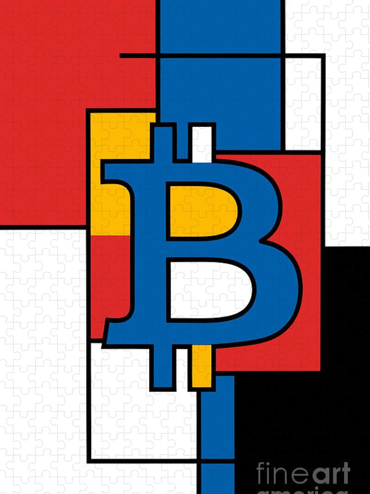 Mondrian Bitcoin Jigsaw Puzzle: Bold Cryptocurrency Art