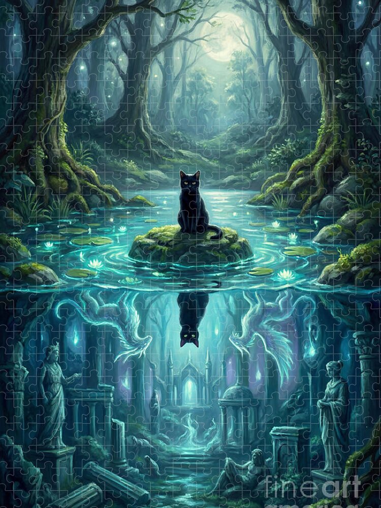 Moonlit Guardian Jigsaw Puzzle: A Mystical Forest Scene