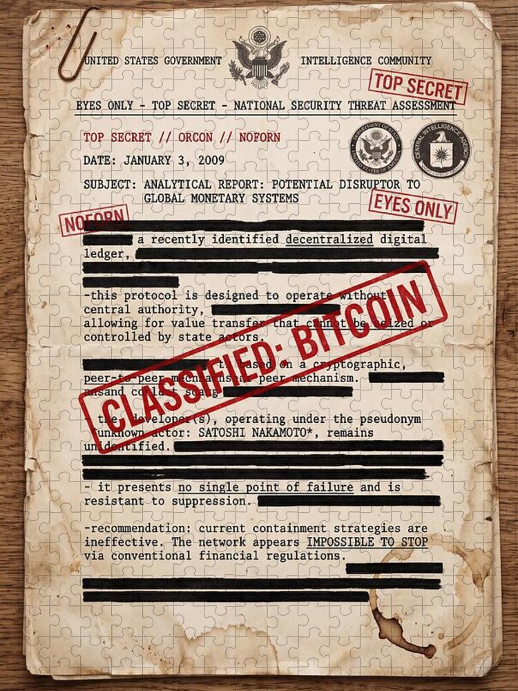 Nakamoto Protocol Classified Jigsaw Puzzle: Decode the Mystery