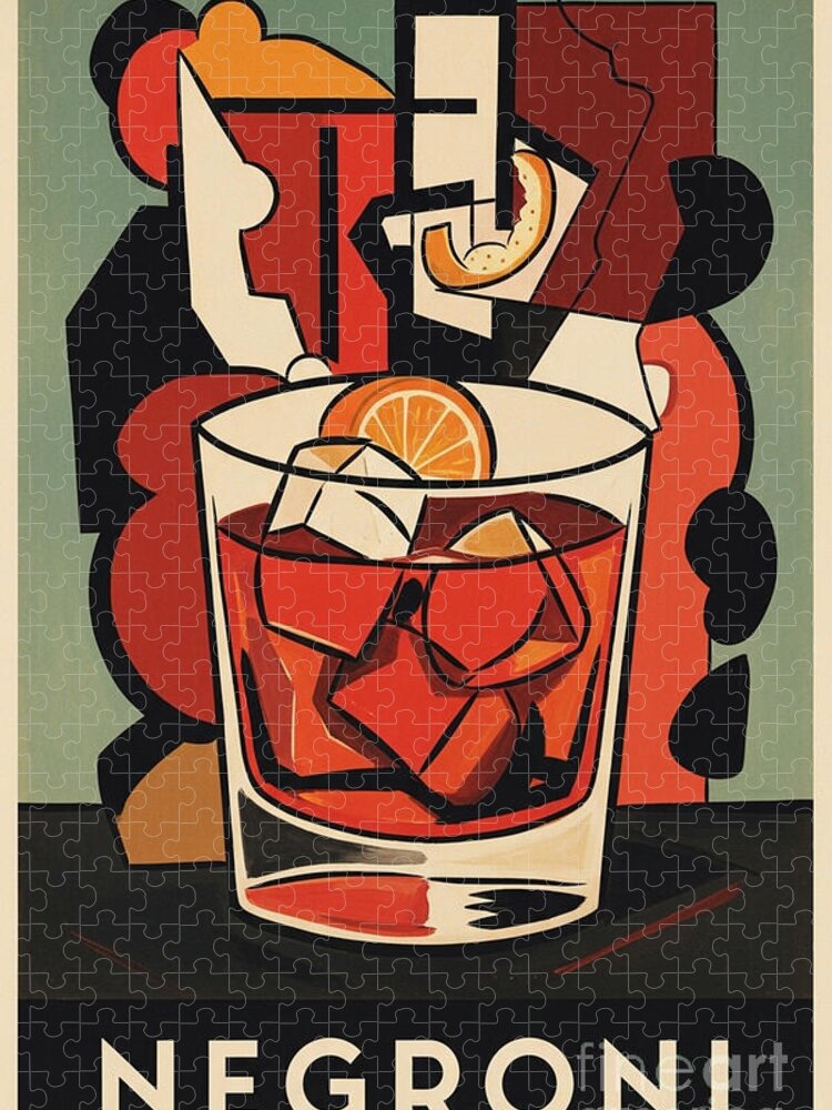 Negroni Abstract Poster Jigsaw Puzzle: A Bold Cocktail-Inspired Challenge