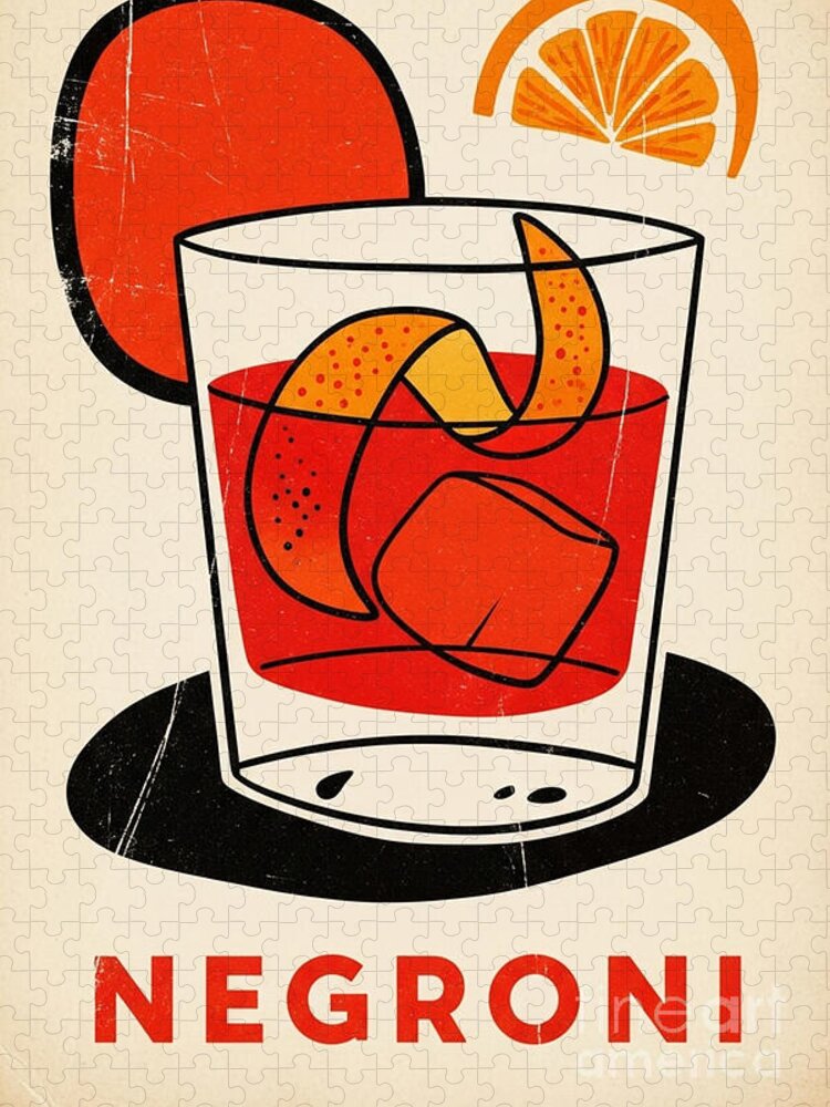 Negroni Cocktail Pop Art Jigsaw Puzzle for Bold Decor Lovers