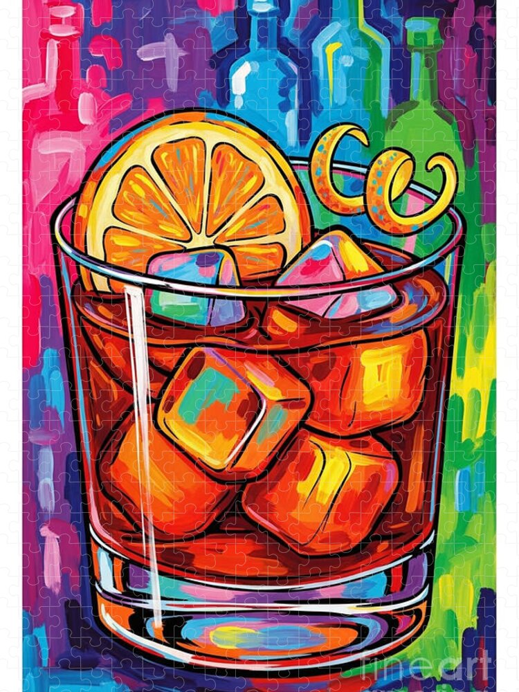 Negroni Pop Art Jigsaw Puzzle: Vibrant Cocktail-Inspired Fun
