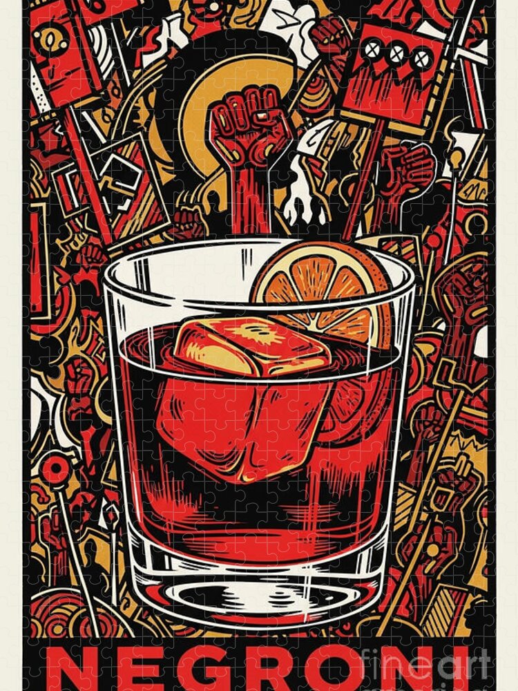 Negroni Retro Classic Poster Jigsaw Puzzle: Bold Cocktail Art