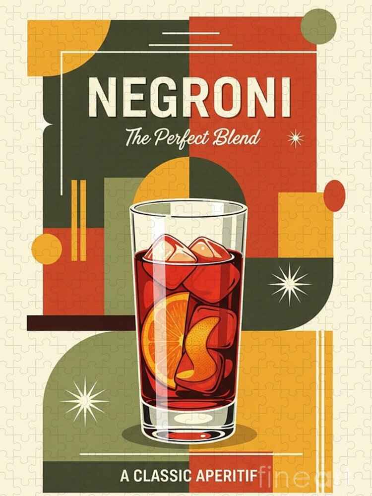 Negroni Retro Poster Jigsaw Puzzle: A Classic Cocktail Art Experience