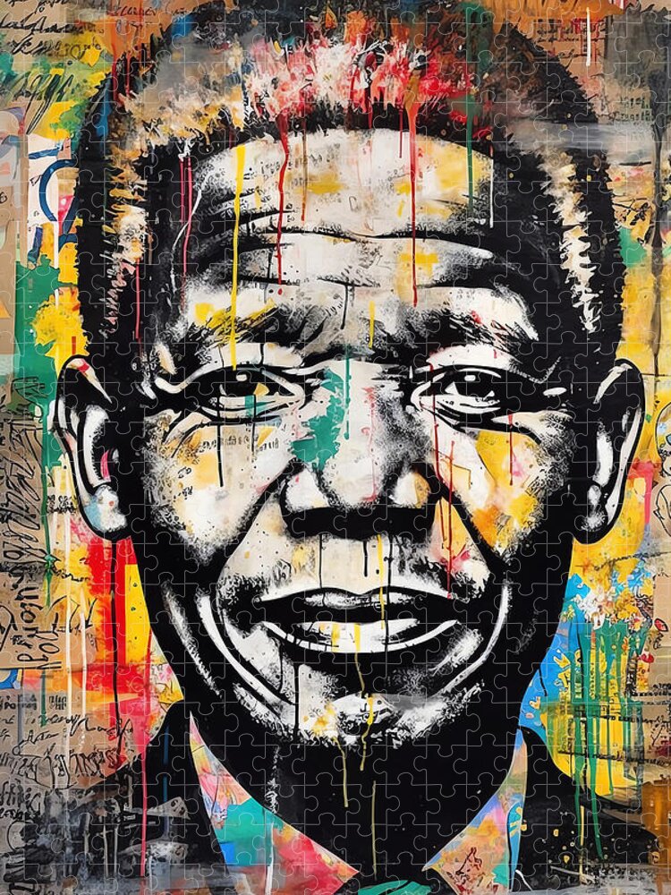 Nelson Mandela Graffiti Jigsaw Puzzle: Vibrant Street Art Portrait