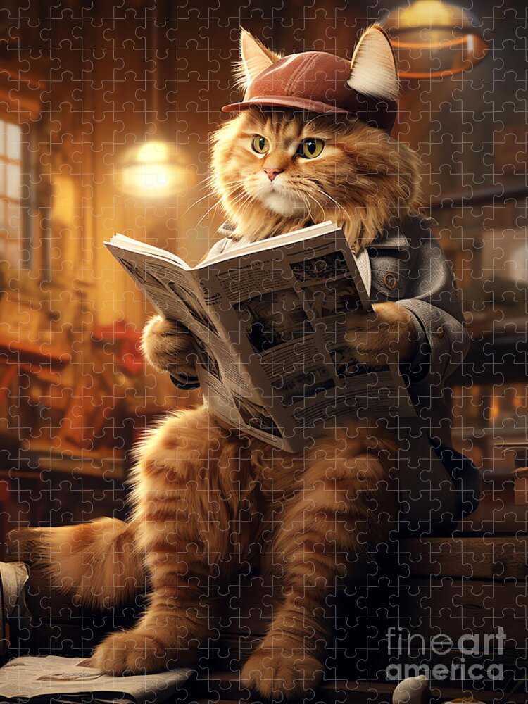 Newsworthy Cat Jigsaw Puzzle: A Playful Whisker Wonderland