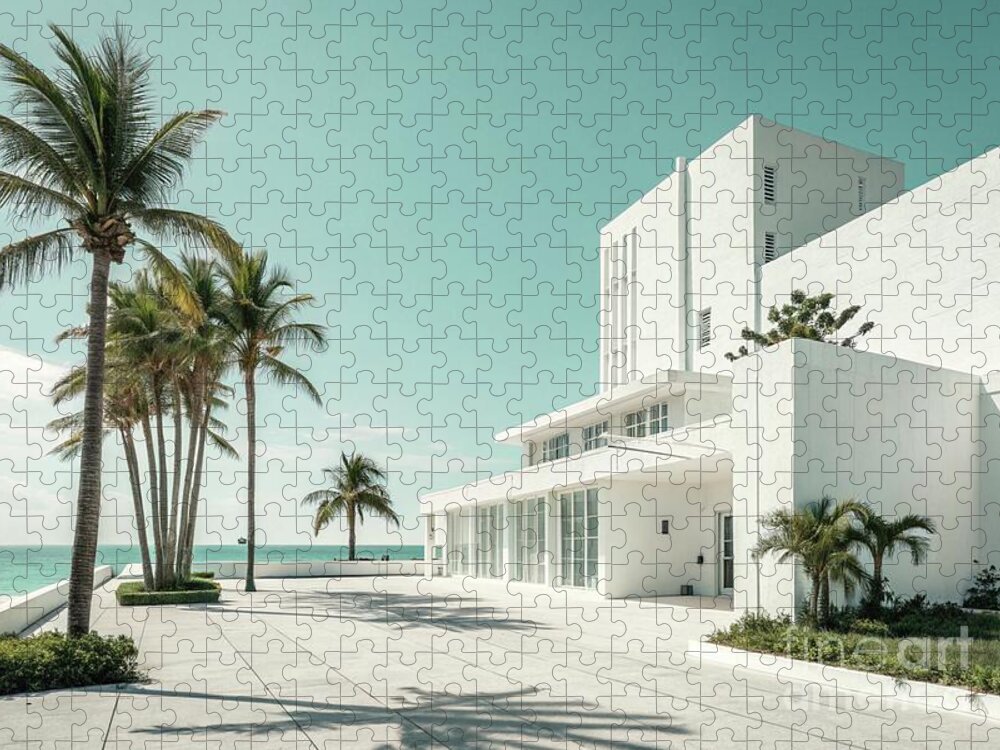 Palm Springs Modernist Villa Jigsaw Puzzle with Palm Trees