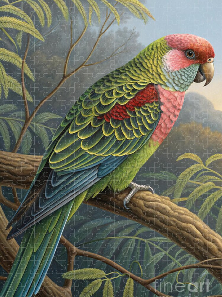 Vintage Parakeet Jigsaw Puzzle in Jungle Setting