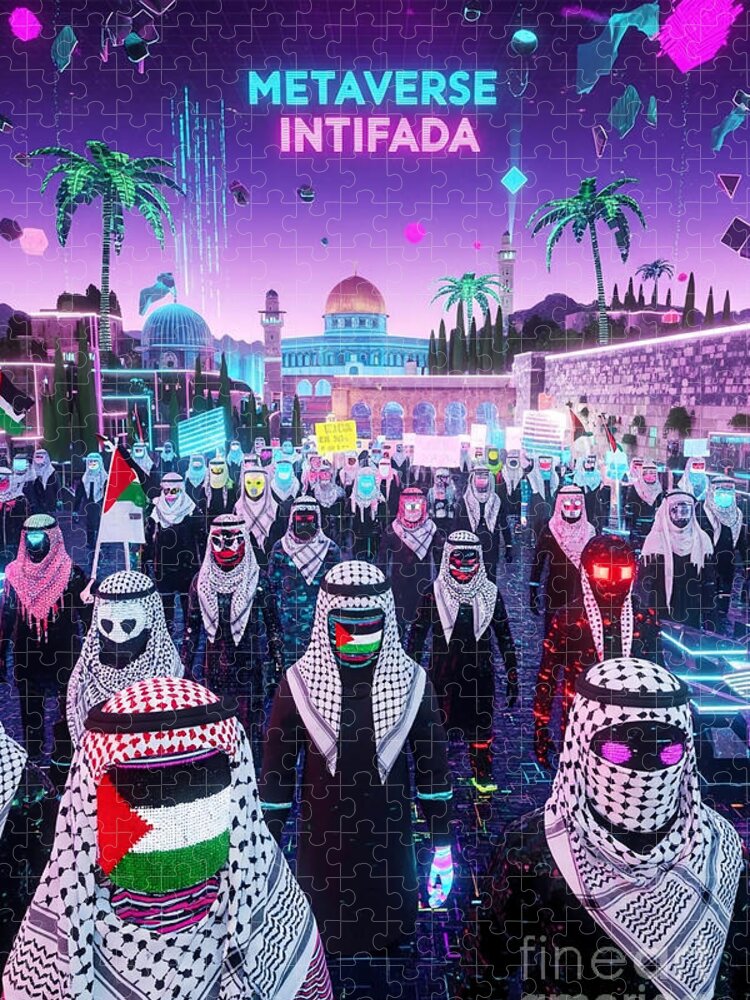 Pixels for Palestine Jigsaw Puzzle: A Vivid Resistance Scene