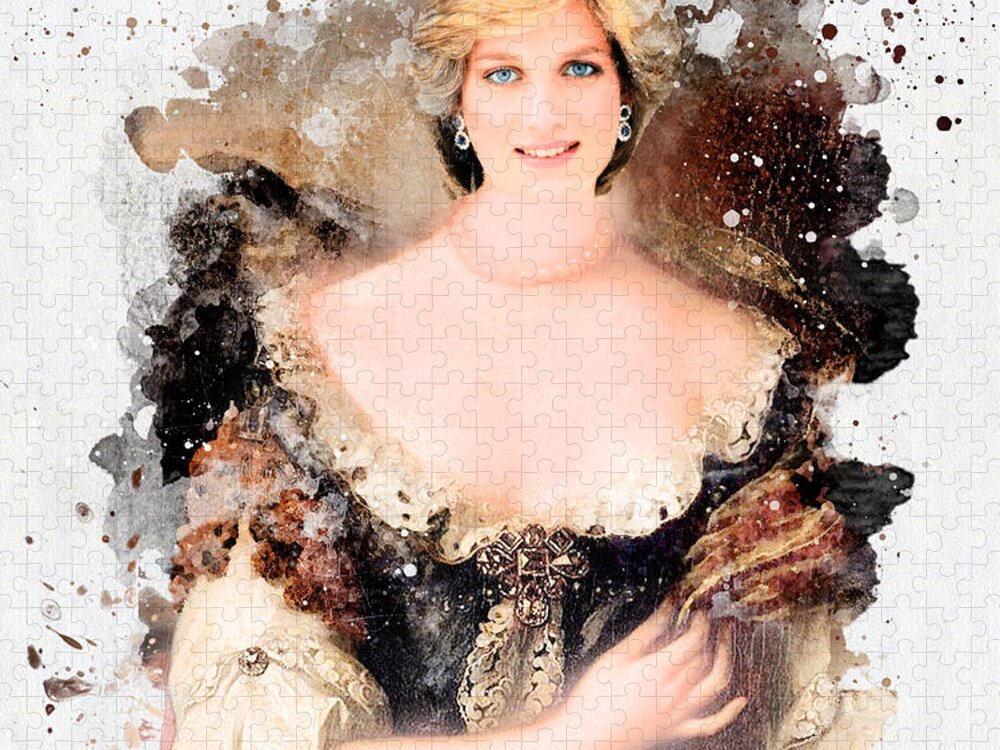 Princess Diana Watercolor Portrait Jigsaw Puzzle by Carlos V