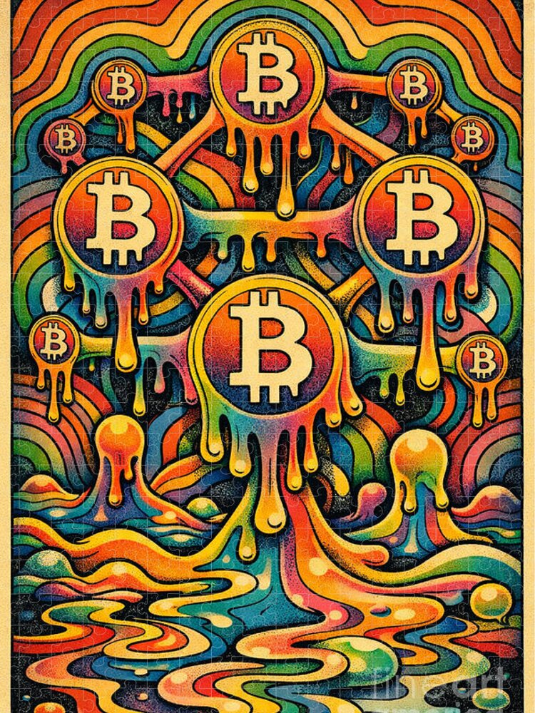 Psychedelic Bitcoin Drip Pentagram Jigsaw Puzzle: A Bold Challenge