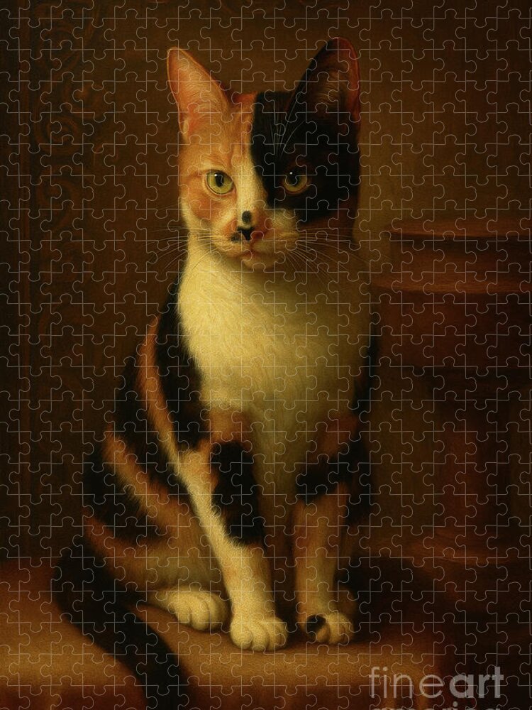 Regal Calico Majesty Renaissance Cat Portrait Jigsaw Puzzle