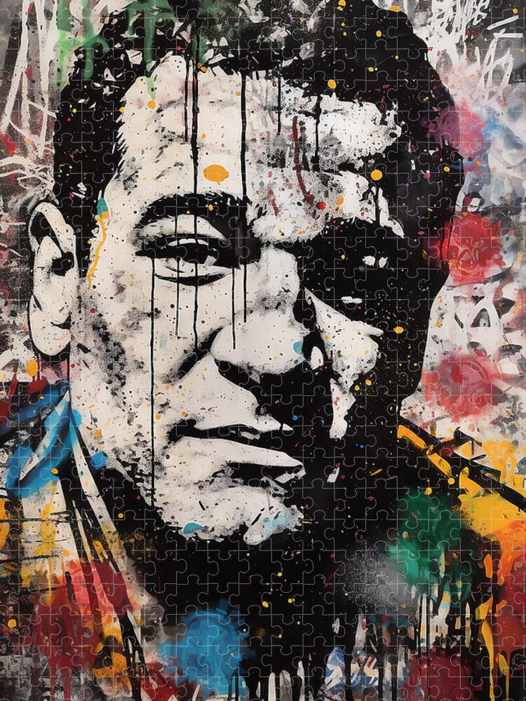Rocky Marciano Graffiti Portrait Jigsaw Puzzle — Bold Street Art