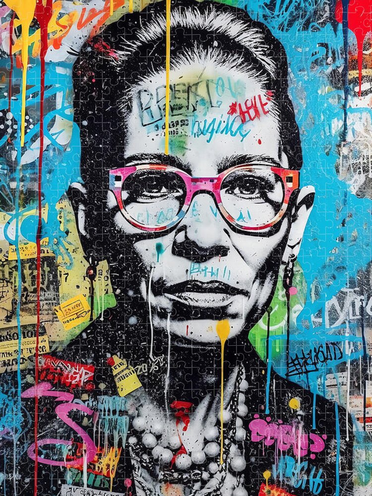 Ruth Bader Ginsburg Graffiti Jigsaw Puzzle: Vibrant Street Art