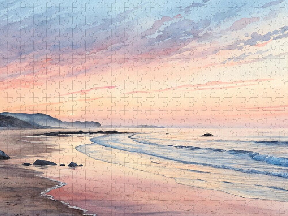 Serene Beach at Sunset Jigsaw Puzzle by Carlos V