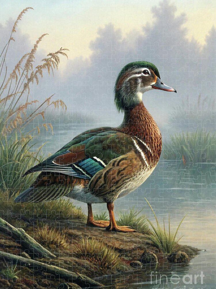 Serene Duck by Misty Waters Jigsaw Puzzle: A Tranquil Nature Scene
